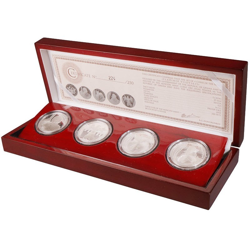 Набор из 4-х серебряных монет Ганы 