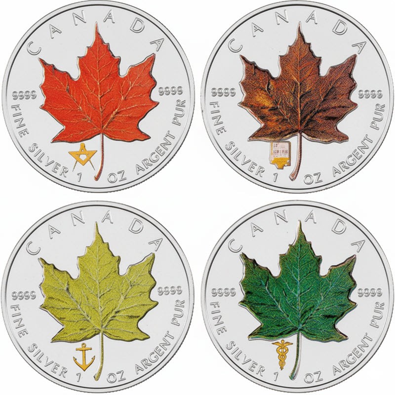 Набор из 4-х серебряных монет Канады 
